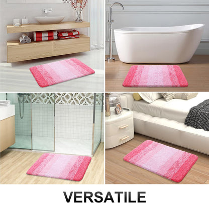 OLANLY Large Bathroom Rugs - Extra Soft Microfiber Mat 50x30 | Quick Dry, Rubber Backing, Pink