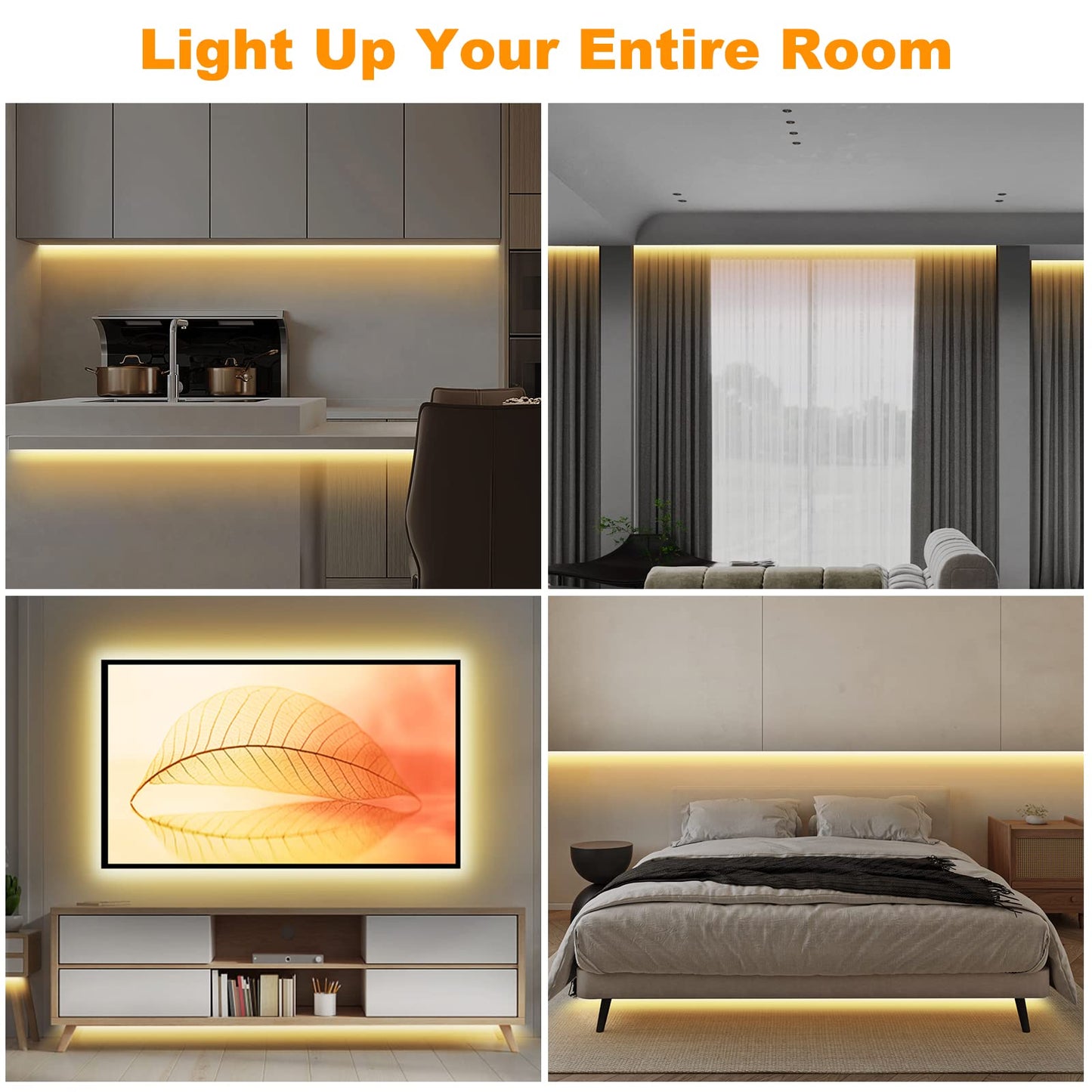 Tatazone Smart White COB Led Strip Light with App and Remote, 16.4ft 3000K Bright Warm White WiFi COB Light Strip Compatible with Alexa Google, Dimmable Indoor Led Lights for Mirror, Cabinet, Kitchen