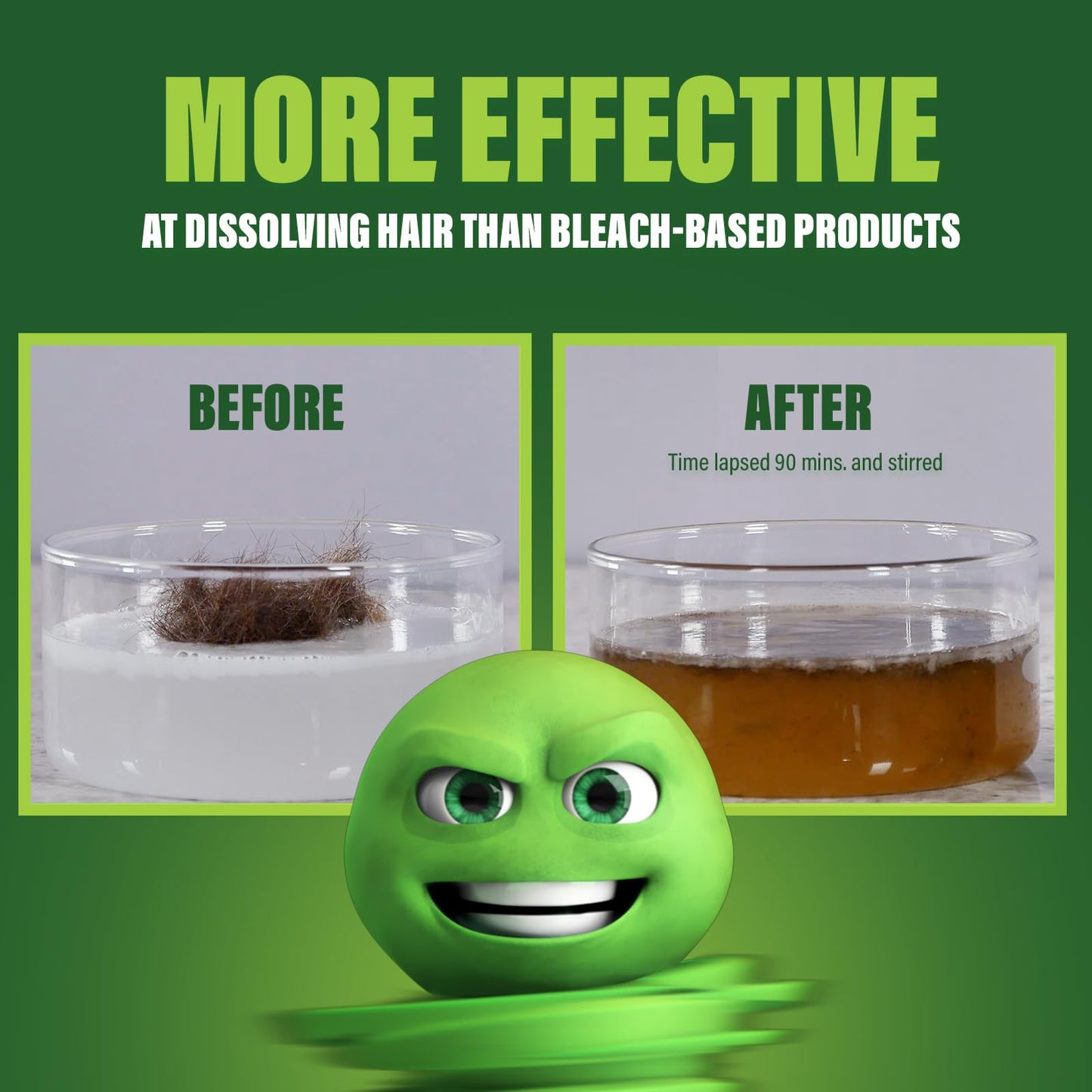 Green Gobbler Liquid Hair Drain Clog Remover & Cleaner, For Toilets, Sinks, Tubs - Septic Safe, 2 Pack
