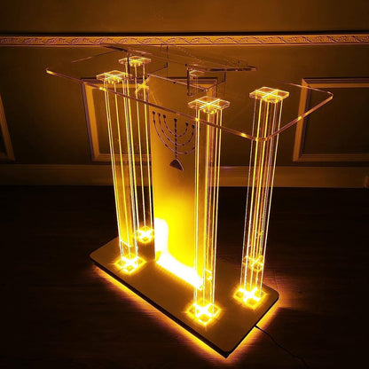 DHXIAMZ Clear Acrylic Church Forum Lectern Podium Stand with Foot Wheel Reading Table