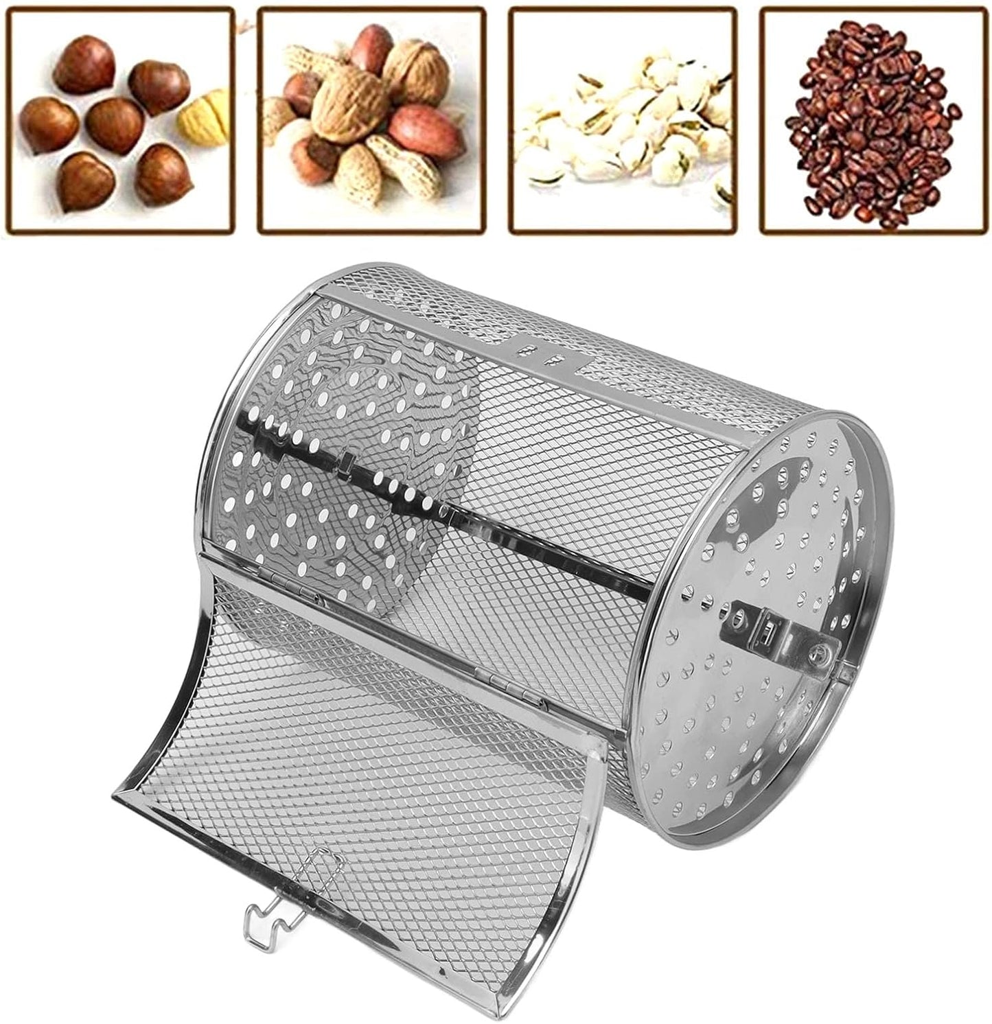 Stainless Steel Rotisserie Basket, 360 Degree Rotatable Oven Cage for Baking Nuts BBQ Roaster Tool