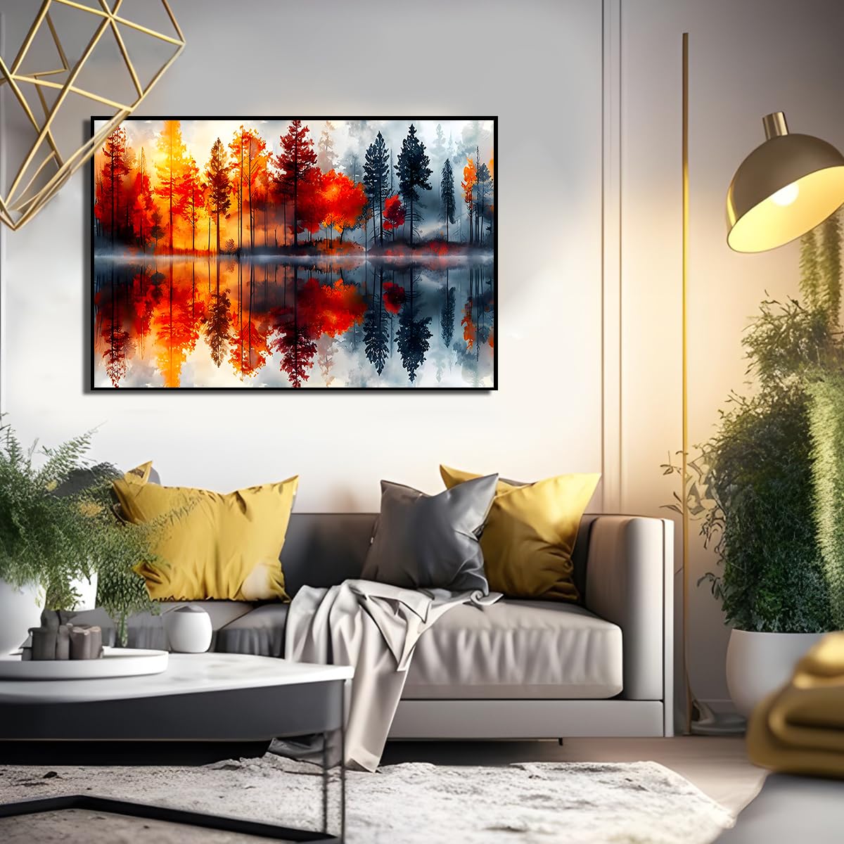 Ohhvvow 5D Lake & Forest Reflection Large Diamond Art Kit for Adults, 27.5x15.7 Inch Large Landscape Diamond Painting with Numbered Canvas, DIY Full Drill Gem Craft Kits, Serene Gift for Beginners