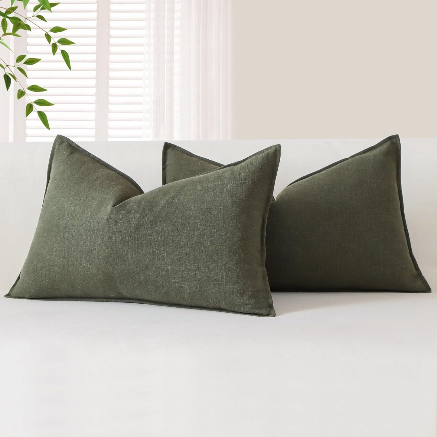 Pack 2 12 20 Inch OTOSTAR of Soft Linen Decorative Throw Pillow Covers x Solid Farmhouse Pillowcases Boho Accent Pillow