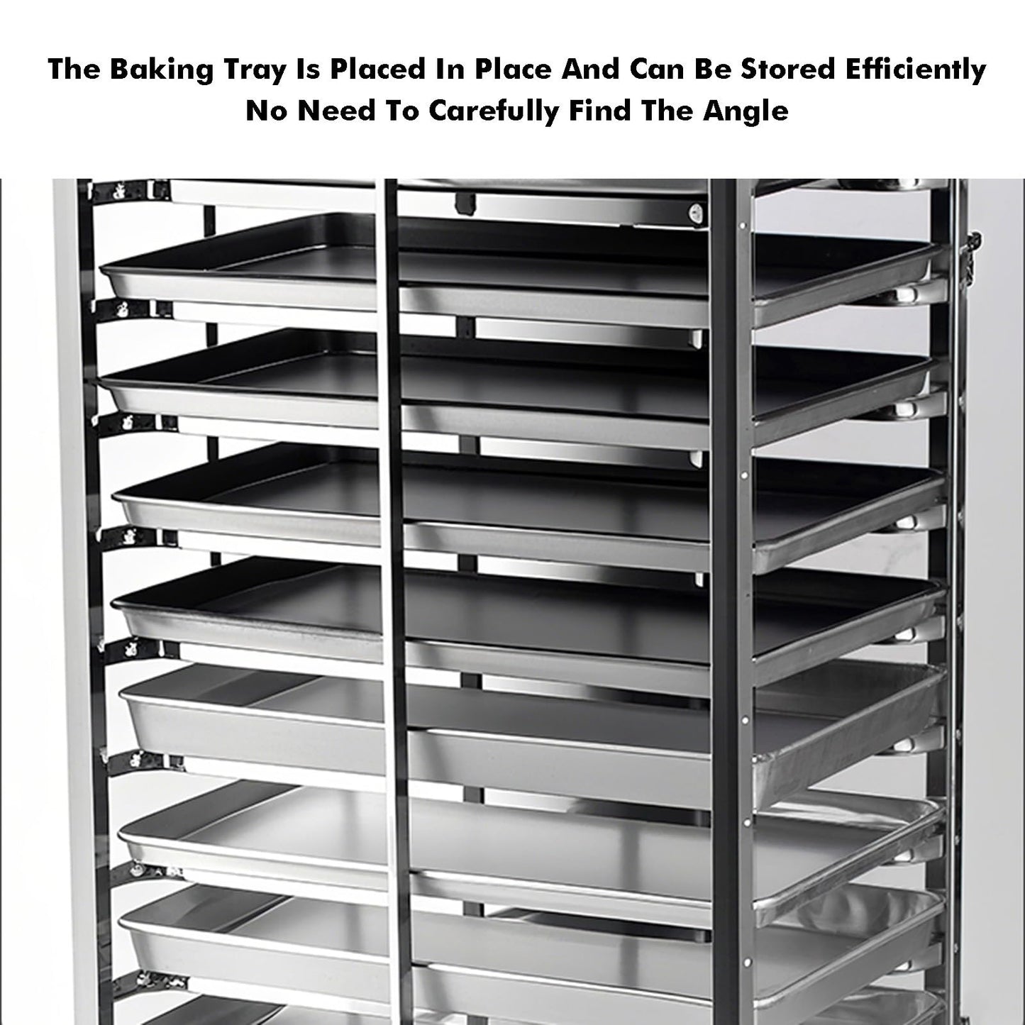GenSDH 15-Tier Heavy Duty Rack with Wheels, Stainless Steel Baking Tray Storage Trolley for Commercial Kitchen, Bakery, Food Service Organization
