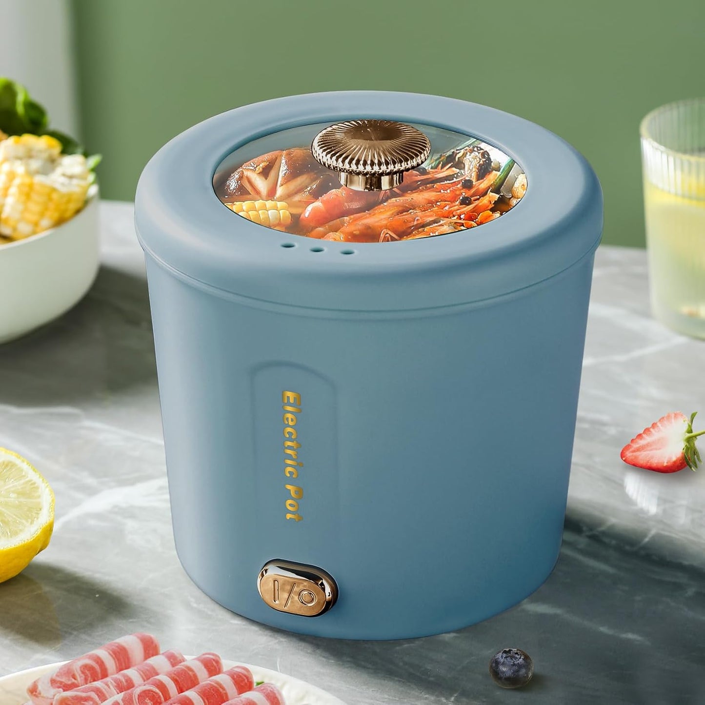 Hot Pot Electric 1L Mini Ramen Cooker, 450W Rapid Noodles Cooker for Cooking Pasta, Egg, Soup