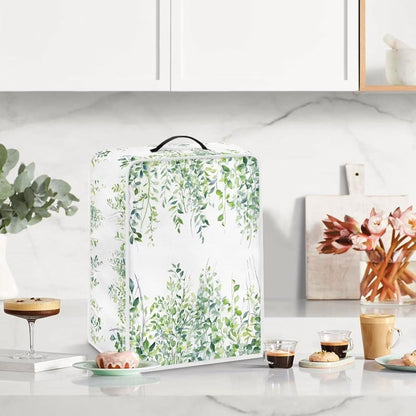 DISNIMO Coffee Maker Dust Cover, Green Leaves Design, Dustproof Kitchen Appliance Cover with Top Handle