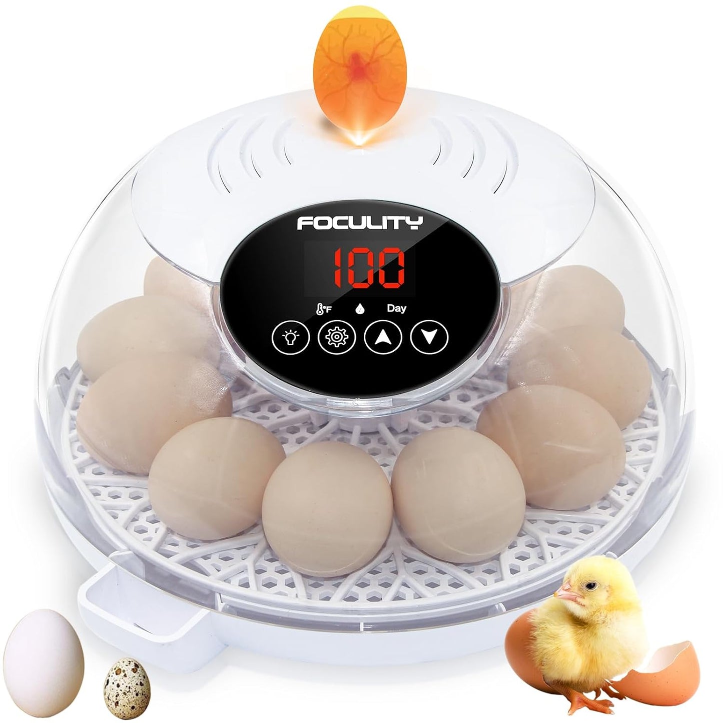TWIZMO 12 360 Egg Incubator for Hatching Chicks, Holds Eggs, Automatic Egg Turner with Temperature, Humidity Display