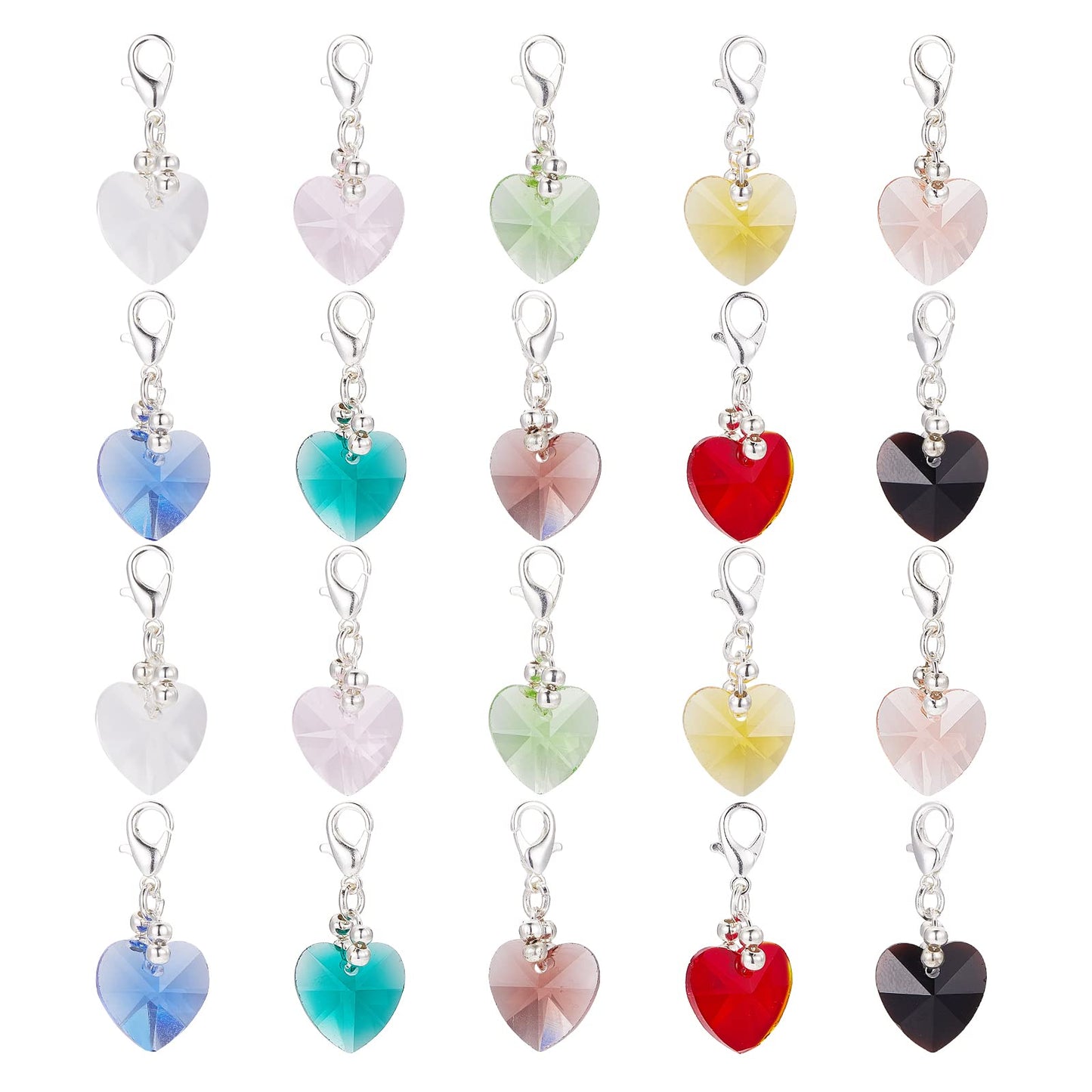 SUNNYCLUE 1 Box 50Pcs Stitch Markers Crochet Stitch Marker Cute 0.2/pc Crystal Heart Bead Charms Clip On Removable Lobster Clasp Charm Locking Knitting Tools for Weaving Sewing Knit Quilting