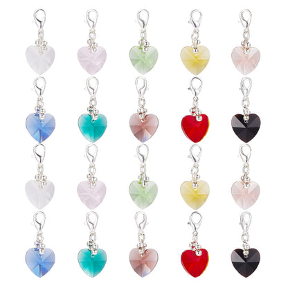 SUNNYCLUE 1 Box 50Pcs Stitch Markers Crochet Stitch Marker Cute 0.2/pc Crystal Heart Bead Charms Clip On Removable Lobster Clasp Charm Locking Knitting Tools for Weaving Sewing Knit Quilting
