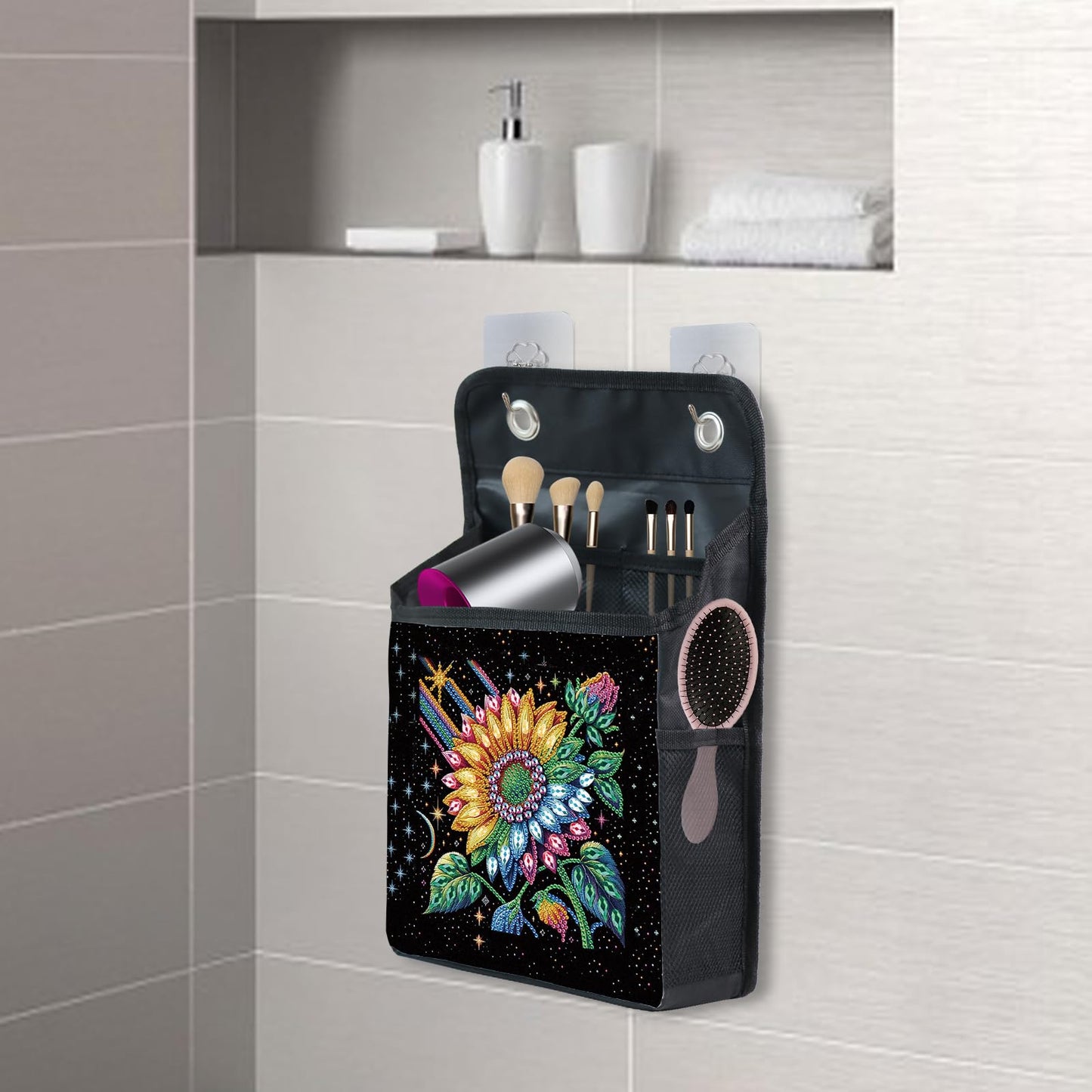 Diamond Painting Storage Organizer Kit with Beautiful Pattern Design Round and Special Shape Diamond Art Kit，Door Hanging Holder Suitable for Storing Small Items, Foldable Wall Pouch Without Hooks