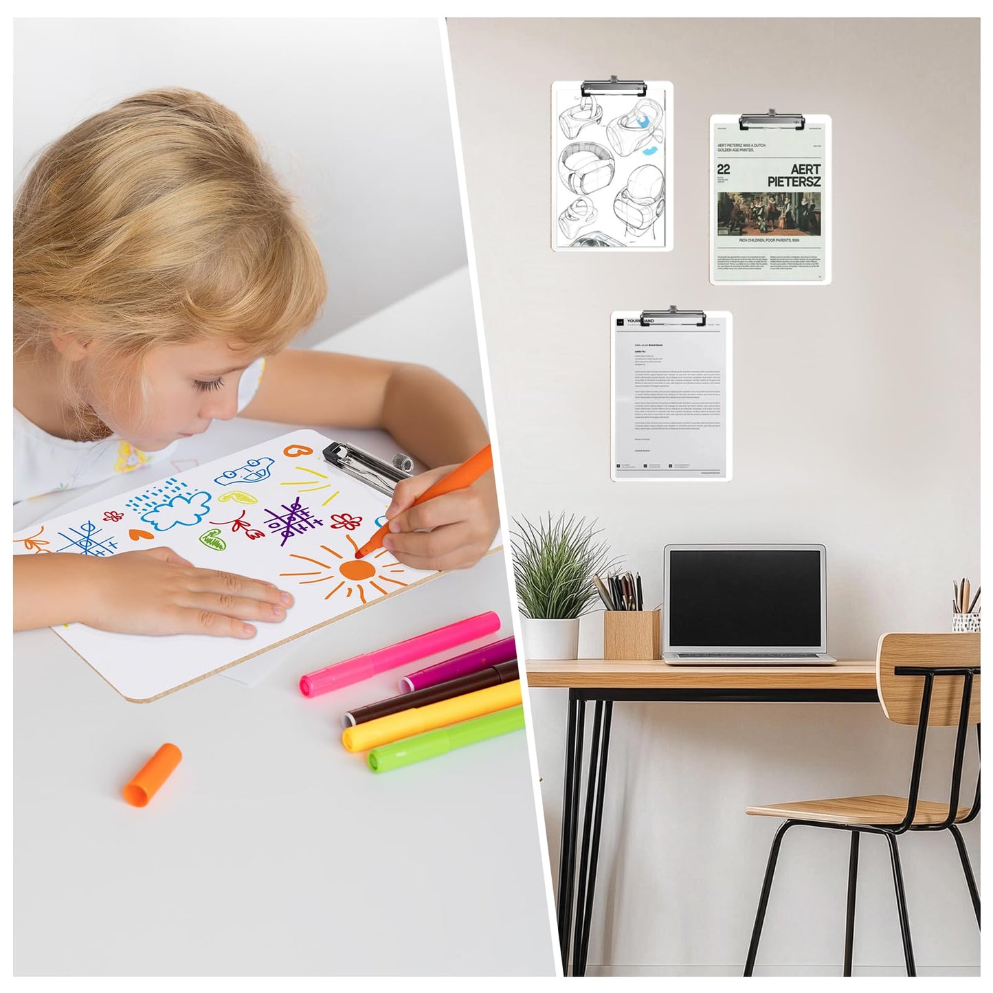 Juvealoe Dry Erase Clipboard with Pen Holder, 8.5 x 11 Double-Sided White Boards for Classroom, Teacher, Students, Kid. Size 9 x 12.5 in, School & Home Supply(Pack of 10)