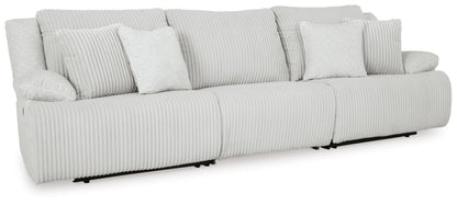 Signature Design by Ashley Top Tier Coastal 3-Piece Reclining Sectional Sofa with 4 Accent Pillows, Light Gray