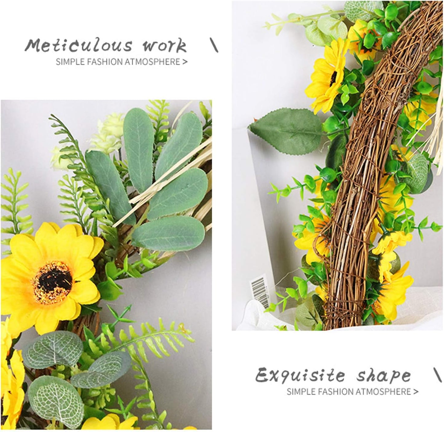Rustic Artificial Sunflower Swag, 23 Inch Decorative Floral Swag with Sunflower and Green Leaves for Wedding Arch Front