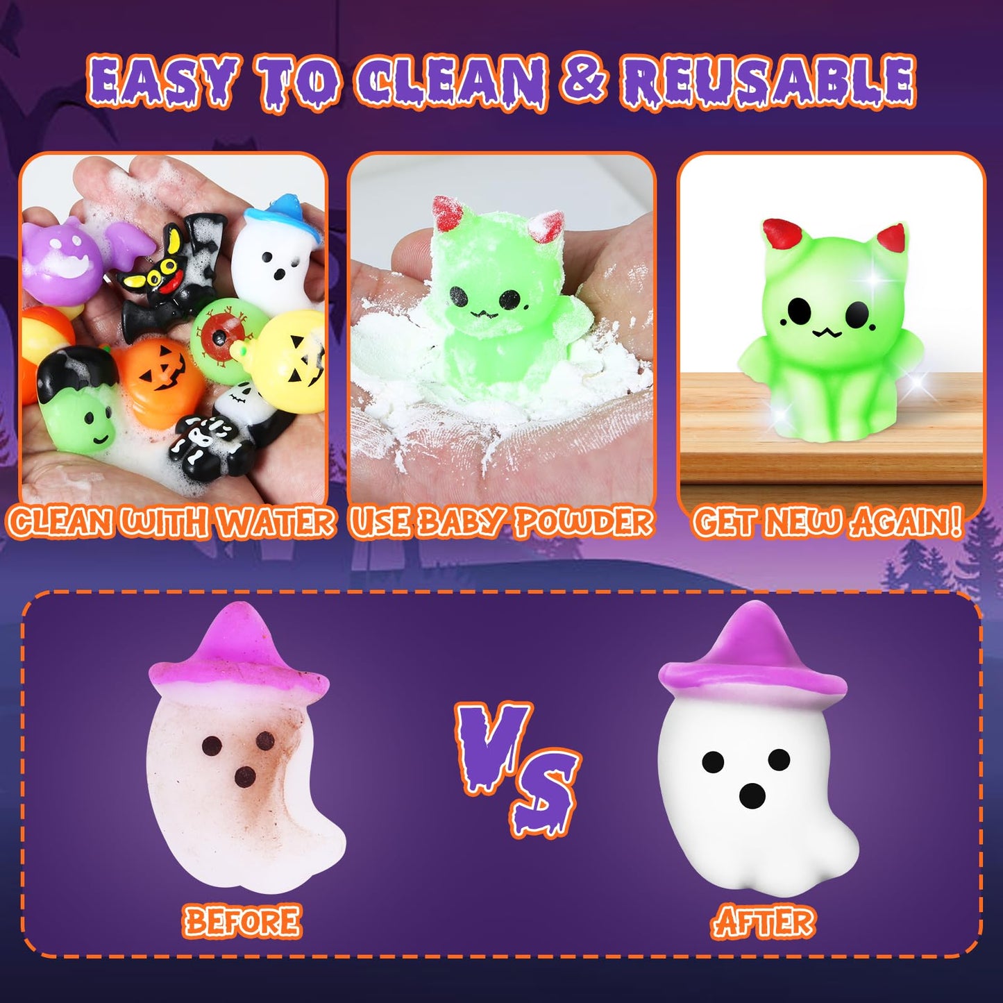 AuroTops 24 PCS Halloween Squishy Toys for Kids Halloween Party Favors Classies Character Squeeze Toys for Trick or Treat Gifts Bulk,Goodie Bags Stuffers for Kids Treat Bags Gifts Classroom Rewards