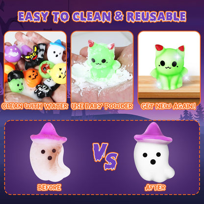 AuroTops 24 PCS Halloween Squishy Toys for Kids Halloween Party Favors Classies Character Squeeze Toys for Trick or Treat Gifts Bulk,Goodie Bags Stuffers for Kids Treat Bags Gifts Classroom Rewards