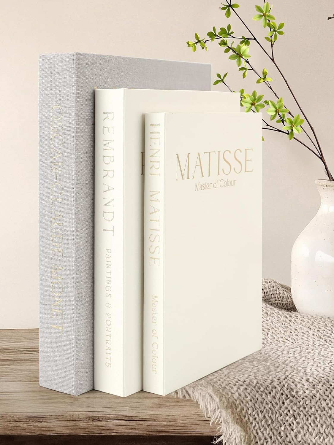 3 Pack Set, Decorative Book Faux Linen Storage Boxes - Aesthetic Fake Books for Coffee Table & Bookshelf Decor, Hidden