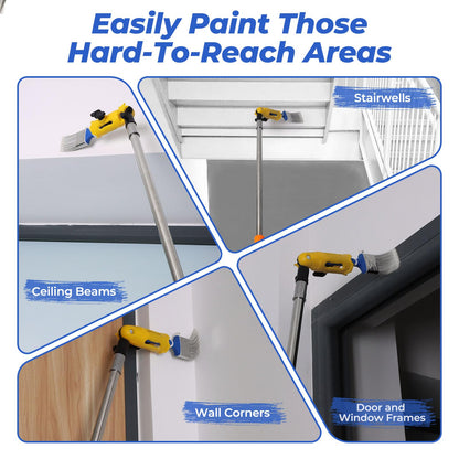 Prozwee Upgraded Multi-Angle Paint Brush Extender Holder，Extension Pole Attachment Fits Most Rollers, Brushes & Scrapers, Easily Reach Ceilings, Walls & Corners