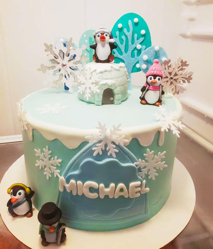 JeVenis Winter Penguin Cake Decoration - Snowflake Supplies for Onederland Party
