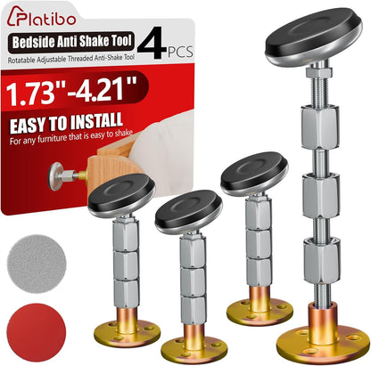 platibo 4PCS (28-110mm) Rotatable Adjustable Threaded Bed Frame Anti-Shake Tool, Headboard Stoppers, Bedside Anti Shake