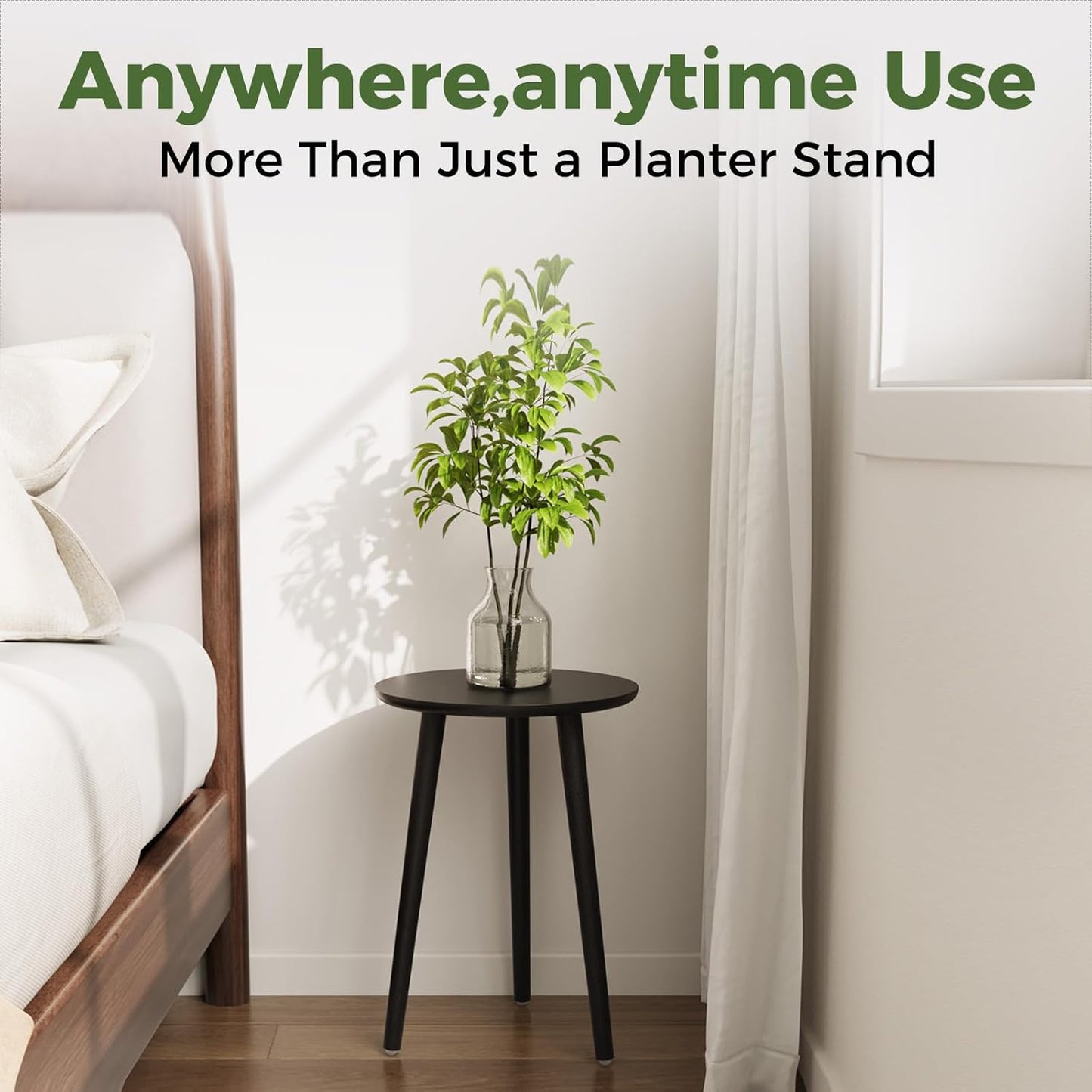 Leaf&lull Tall Plant Stand Indoor Black Plant Table for Large Plants Wooden Plant Stool Plant Holder for Living Room