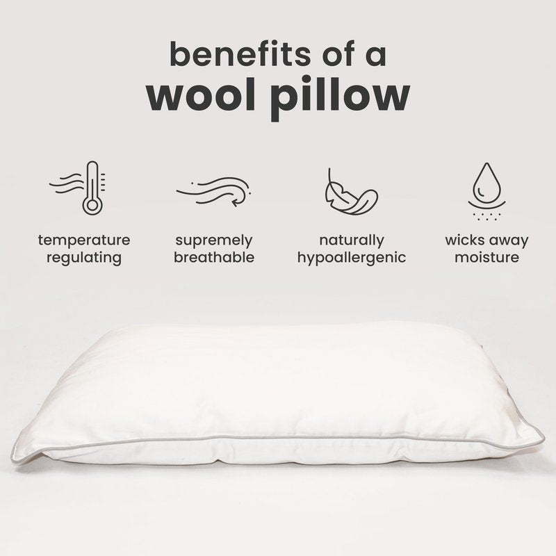 Woolino Toddler Pillow, Premium Breathable 100% Wool Fill & Cotton Cover Toddler Sleeping Pillow, Small Kids Travel Size, 14x19