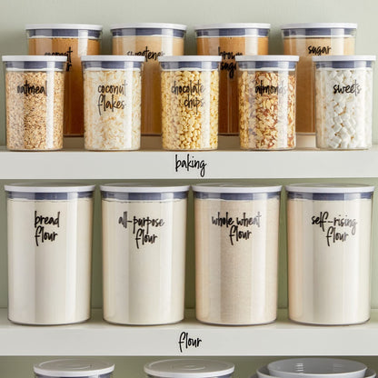 Talented Kitchen Pantry Labels for Food Containers 157 Piece - Preprinted Black Script Kitchen Food Organization Labels for Storage and Jars (Water-Resistant)