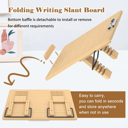 BSTSLL Slant Board for Writing Adjustable Writing Board Slanted Clipboard Foldable Stand Easel Sloped Surface to Improve Handwriting Legibility for Writing Reading Drawing