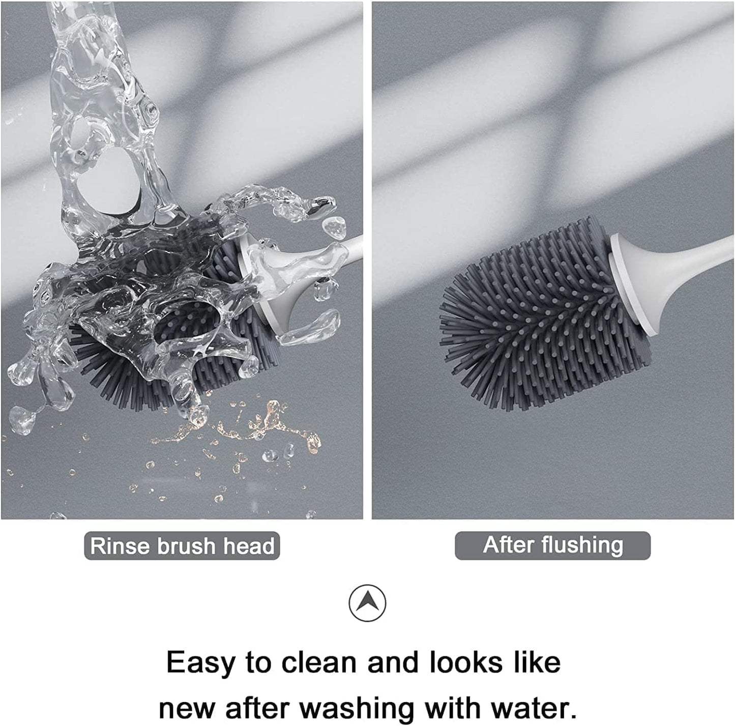 Lefree 2 Pack Silicone Toilet Brush and Holder Set with Ventilated Holder for Bathroom Cleaning