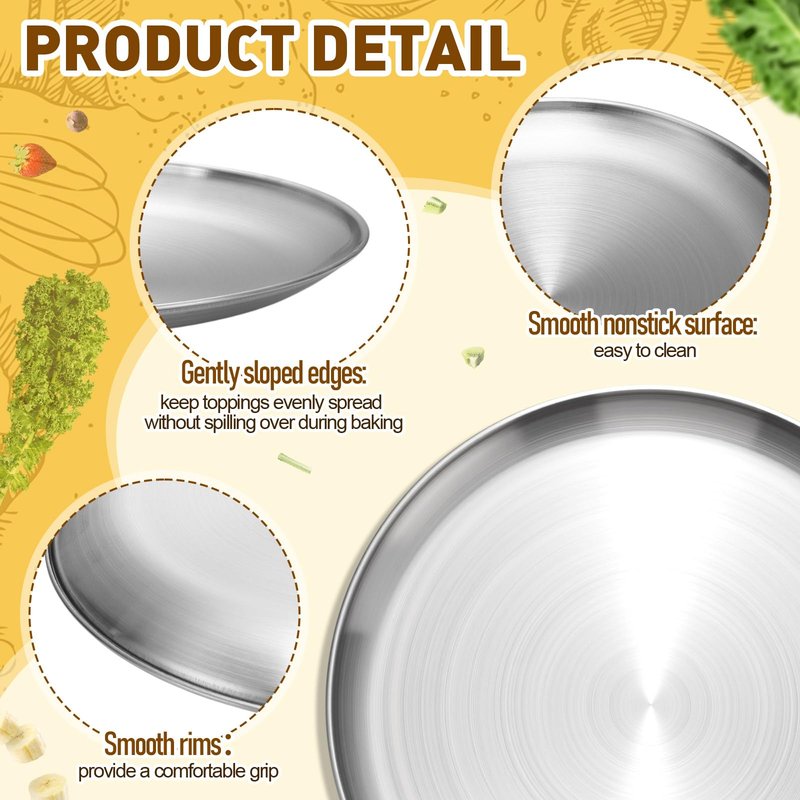 Sawysine 12 Pcs Stainless Steel Pizza Pans 9 Sizes (6.7 Inch-17.7 Inch) Pizza Pans for Oven Large Thick Round Steel Trays for Baking Cookie Pie Cake, Non-toxic, Durable, Dishwasher Safe