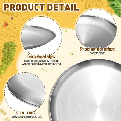 Sawysine 12 Pcs Stainless Steel Pizza Pans 9 Sizes (6.7 Inch-17.7 Inch) Pizza Pans for Oven Large Thick Round Steel Trays for Baking Cookie Pie Cake, Non-toxic, Durable, Dishwasher Safe