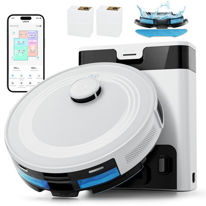 Lefant LiDAR Robot Vacuum and Mop, 45-Day Self-Emptying, 190° PSD Obstacle Avoidance, Customized Cleaning, Multi-Floor Mapping, 5500Pa Strong Suction, 140 Min Runtime, WiFi/Alexa/APP, M2 Pro