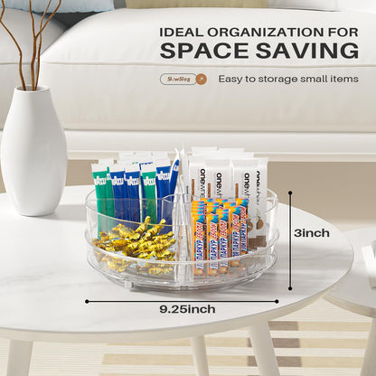 Slow Slog Lazy Susan Organizer, 9 inch Rotating Storage Organizer with 4 Removable-Bins,Turntable Organizer for Fridge, Kitchen, Vanity, Cabinet