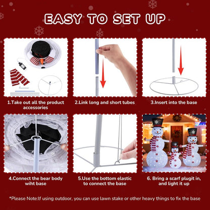 Zeravica Led Snowman Outdoor Decorations, 3PCS Cool White Lighted Snowman for Yard, Patio, Garden - Collapsible for Easy Storage Holiday Christmas Decor