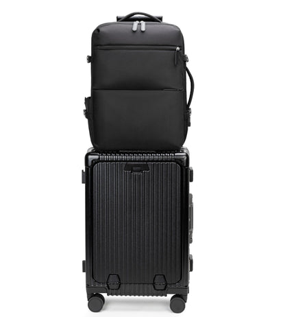 feilario 2 Piece Set Aluminium Frame PC Hard Shell Spinner Wheels Luggage,22.5"X15"X9.5" Airline Approved Built-In TSA lock Carry on Suitcase, with Cup Holder, USB Port, Phone Holder