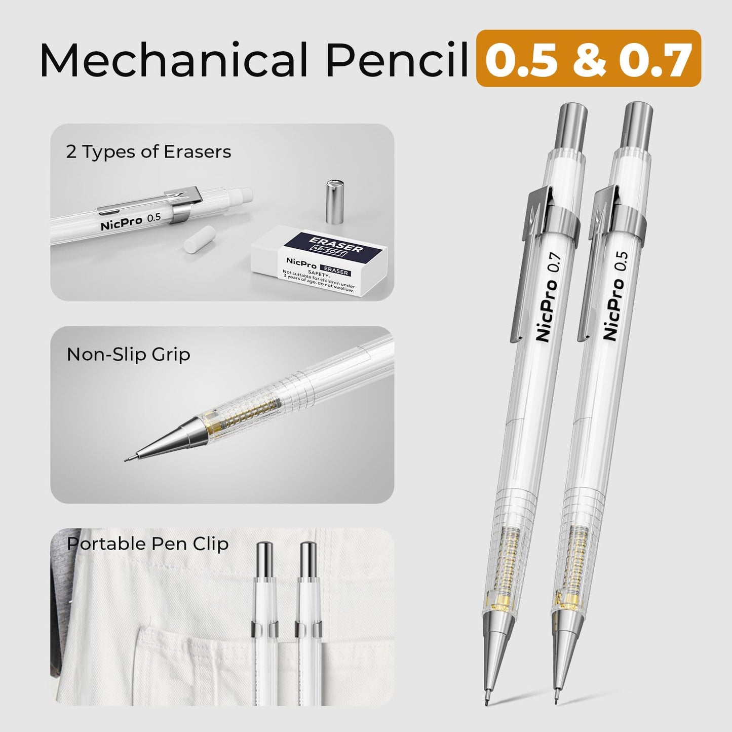 Nicpro 22 PCS Compass Geometry Tools with Case, Drafting Tools Geometry Set with Swing Arm Protractor, Rulers, Metal Compass, Square Set, Mechanical Pencil, Back to School Supplies for Students