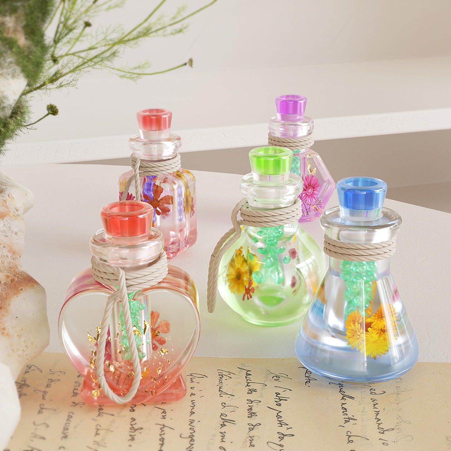 Xidmold 7Pcs Wishing Bottle Shaker Resin Molds Quicksand Bottle Container and Stopper Silicone Molds Epoxy Resin Casting Mold for DIY Jewelry Crystal Keychain Pendants