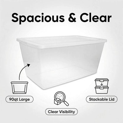 Clear Plastic Storage Bins by [Brand Name] - 90 Quart Stackable Organizer for Home & Office | 2-Pack
