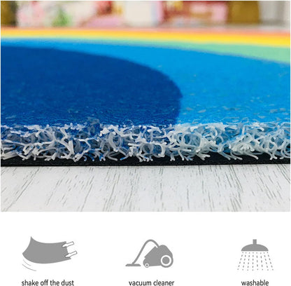Rainbow Welcome Mat, Half Circle Doormat for Front Door, 15.7"x31.5" Non Slip Absorbent Carpet for Home Entrance