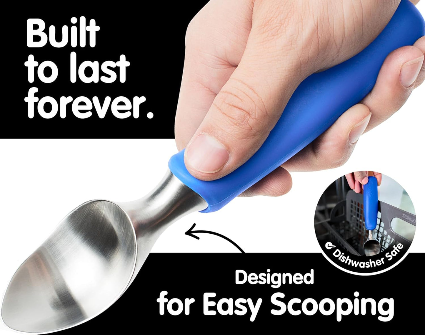 Frozen SUMO Stainless Steel Ice Cream Scoop With Ergonomic Handle - Sturdy, Dishwasher-Safe Scooper For Effortless