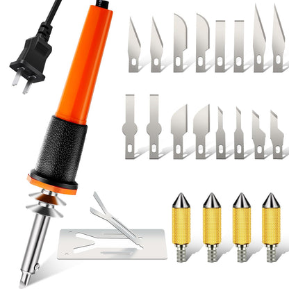Honoson 22 Pieces Electric Hot Knife Cutter Tool Include Heated Knife Plastic Cutter With Multipurpose 16 Blades 4 Blade Holders Metal Stand For Soft Thin Plastic Foam Stencils(Orange)