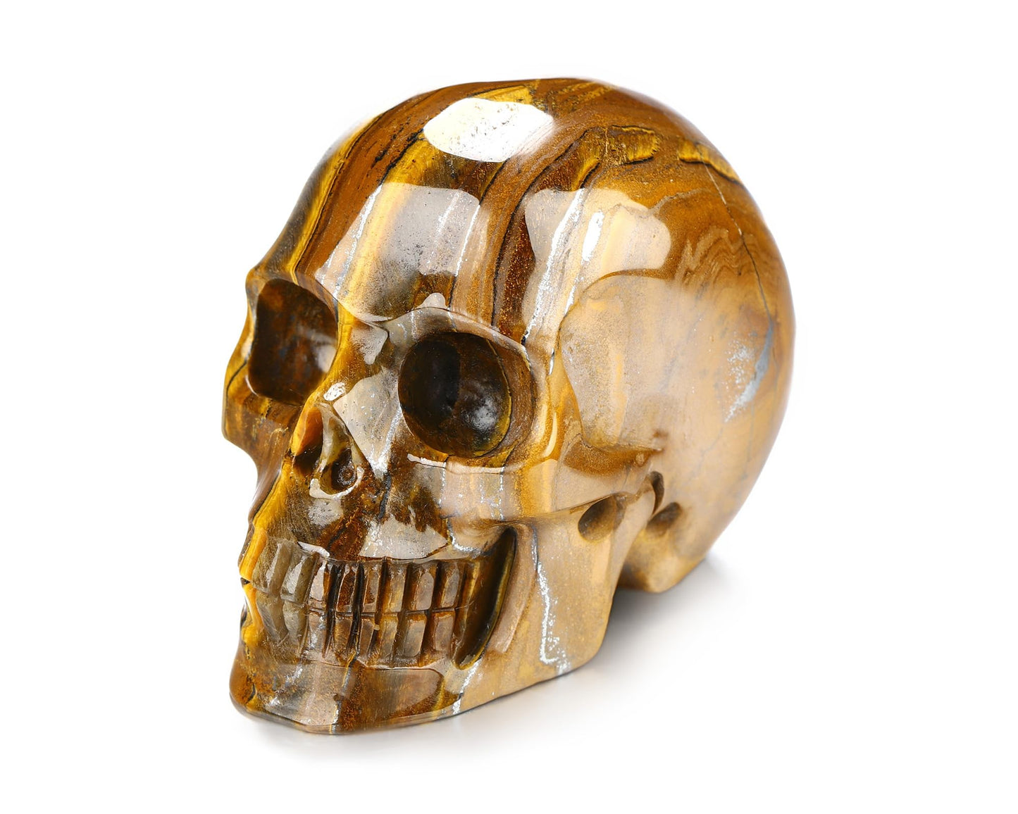 Skullis 2.0” Tiger Iron Eye Crystal Skull, Hand Carved Gemstone Fine Art Sculpture, Reiki Healing Stone Statue.