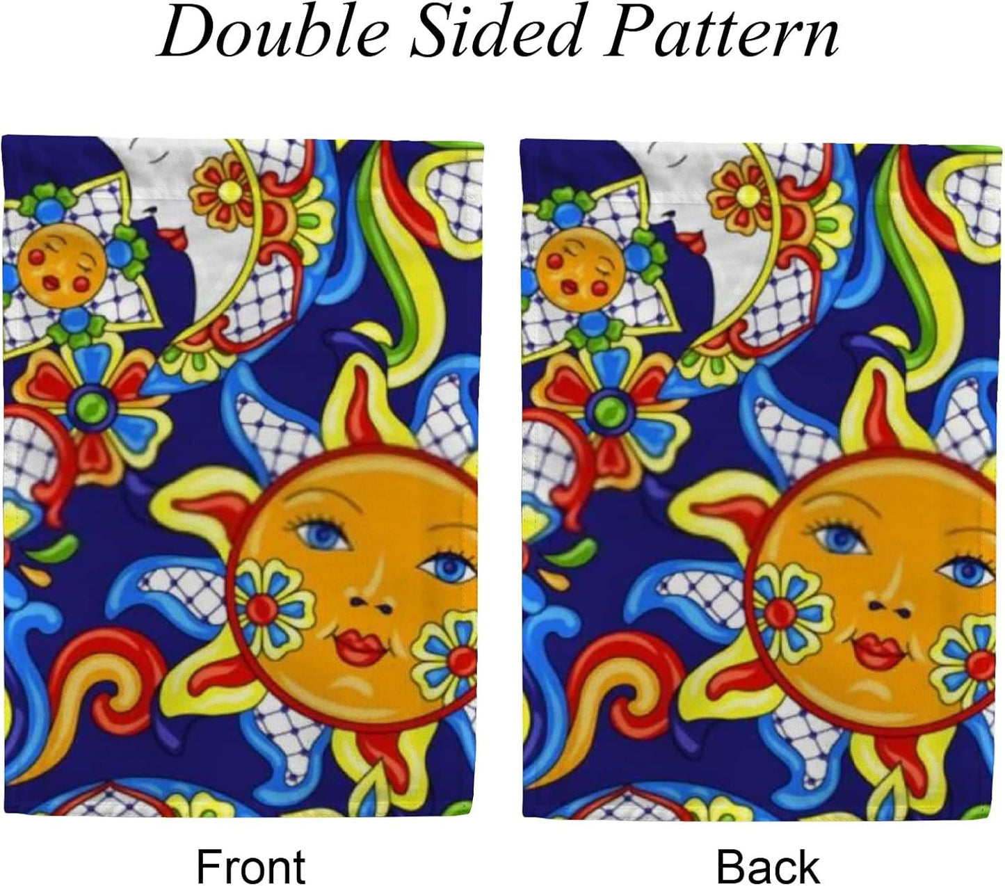 ZHONGJI Garden Flag Yard Flag Mexican Talavera Cute Pattern Blue Vertical Double Sided Design 12x18 Inch