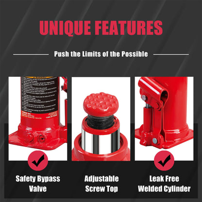 BIG RED T91203B Torin Hydraulic Welded Bottle Jack, 12 Ton (24,000 lb) Capacity, Red