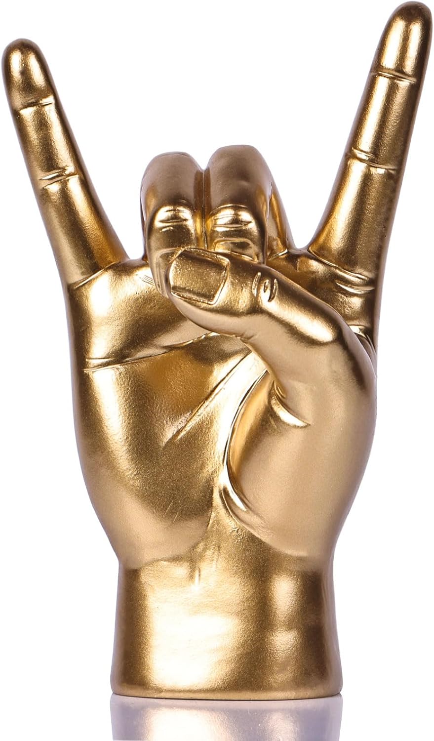 7.7" QIANLING Gold Resin Rock On Hand Gesture Statue - Rock Culture Music Lovers' Decorative Tabletop Sculpture