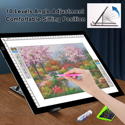 HUAYEYC B4 LED Copy Board Light Tracing Box, 3 Levels Adjustable Brightness Light Pad, for Tattoo Drawing, Streaming, Sketching, Animation, Stenciling, Vinyl Weeding, with 4Pcs Clip and Stand