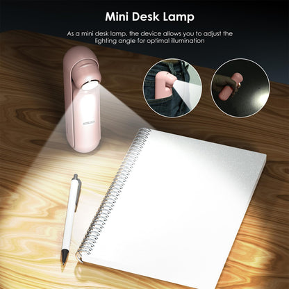 Portable Handheld Fan, 4 IN 1 Personal Foldable Pocket Fan with Power Bank and Flashlight (Pink)