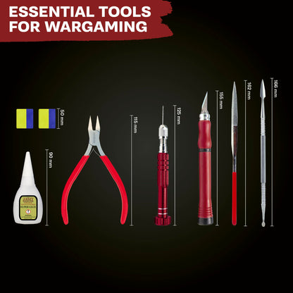 The Army Painter, Hobby Tool Kit with Glue & 6 tools: Drill incl. 3 bits, Hobby Knife, Side Cutter, Sculpting Tool & Green Stuff - Tools for Warhammer & DnD Modeling Plastic, Resin & Metal Miniatures