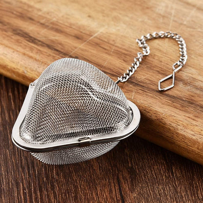 2pcs Stainless Steel Fine Mesh Seasoning Ball - Heart Shape Kitchen Tool for Soup Spice Stew Filter, Silver