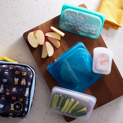 Stasher Premium Silicone Reusable Food Storage Bags, 2-Pack, Clear, Multi-Use Food Storage Bags, Lunch Bag, Travel Containers, BPA Free, Leak-free, Dishwasher-Safe, Eco-friendly