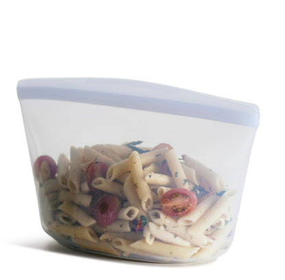 Stasher Premium Silicone Reusable Food Storage Bowl, Clear, Microwave, Sous Vide, Dishwasher, Oven and Freezer Safe, BPA Free, Leak-free, Eco-friendly, 4-Cup Bowl